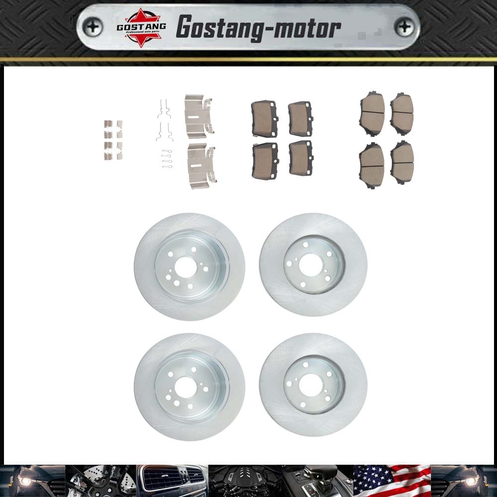 Front & Rear Disc Brake Rotors + Ceramic Brake Pads For Toyota RAV4 2004-05 2.4L