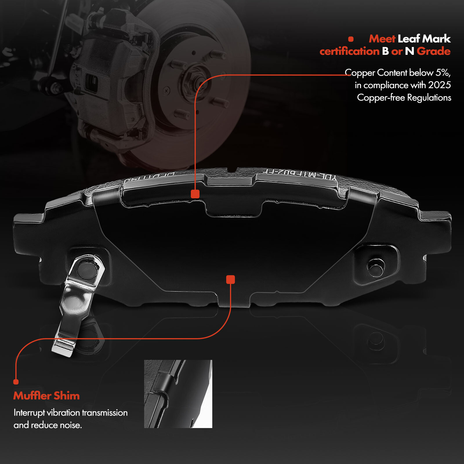 Rear Left & Right Disc Brake Rotors & Ceramic Brake Pad for Subaru WRX 2015-2021