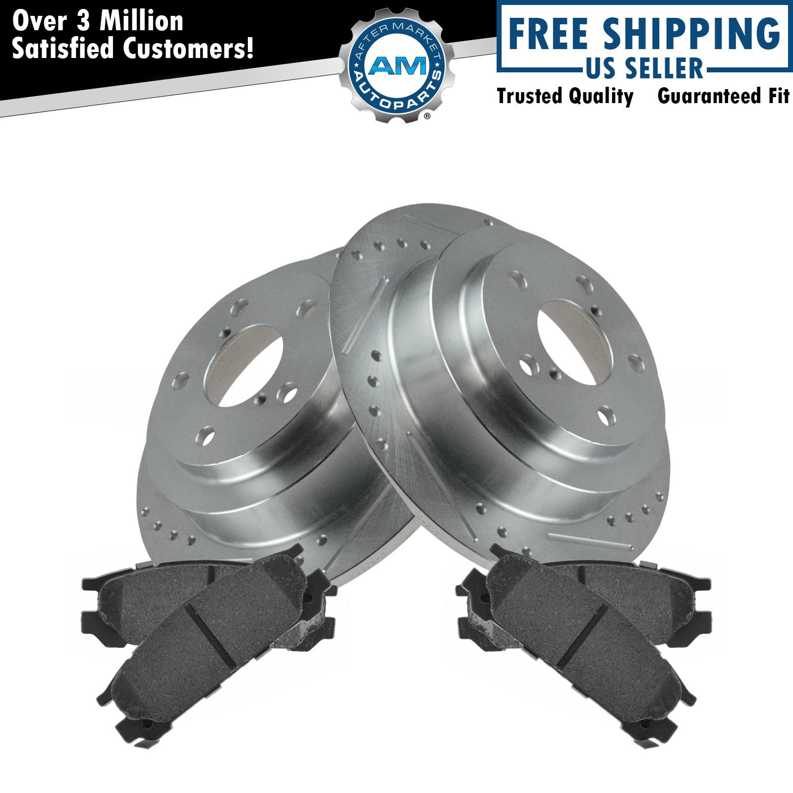 Rear Performance Drilled & Slotted Brake Rotor & Posi Ceramic Pad Set