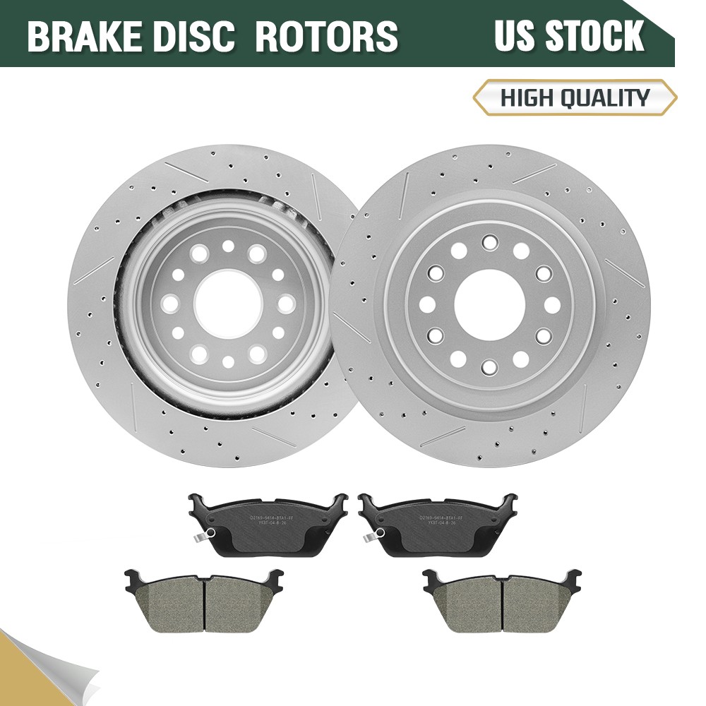 Rear Drilled Rotors And Ceramic Brake Pads for 2019 – 2025 Ram 1500