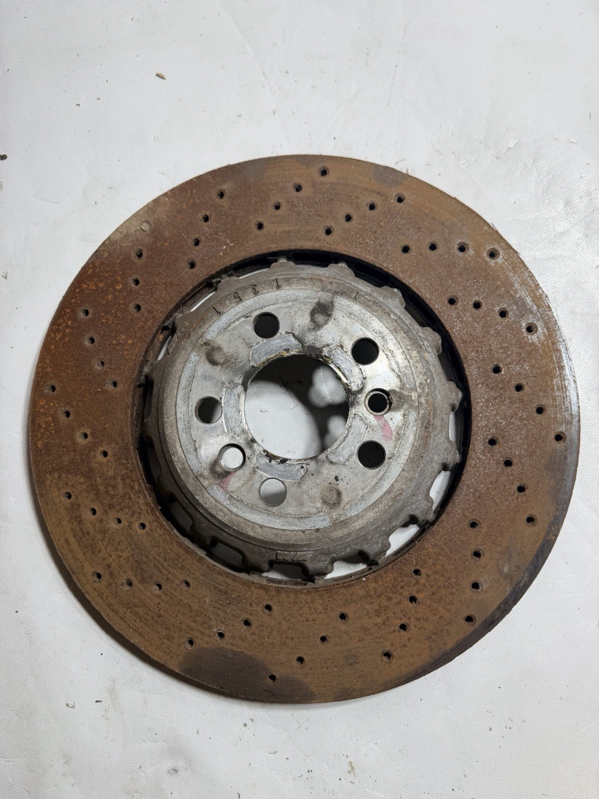 2022 BMW X6M DRIVER Left Rear Disc Brake Rotor Used Drilled OEM