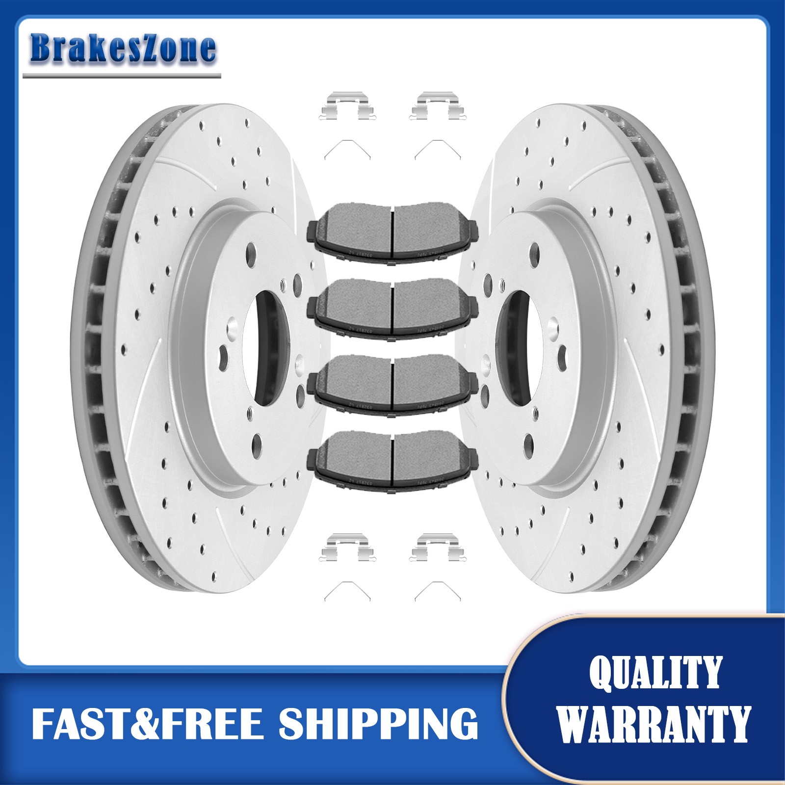 Front (296mm) Brake Rotors Pads fit for Honda Odyssey 05-2010 Drilled Slotted