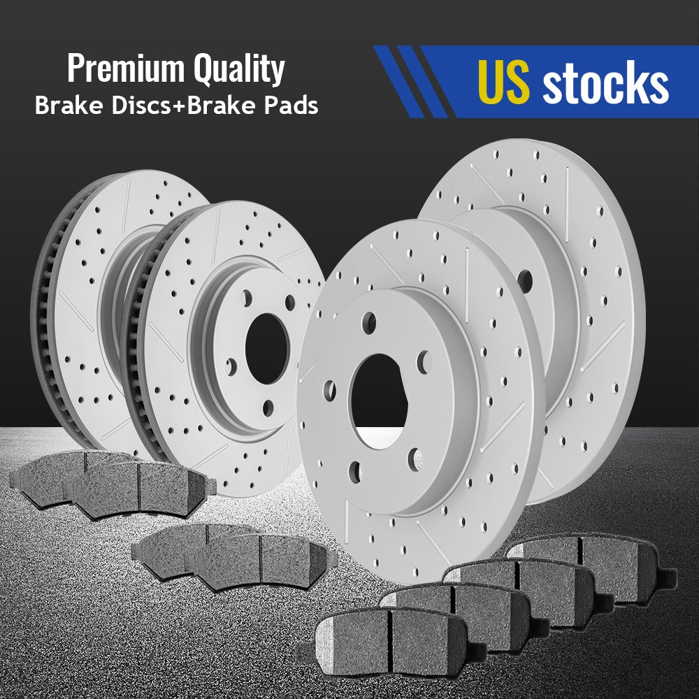 Front Rear Drilled Slotted Brake Rotors Ceramic Pads for Buick LaCrosse V6