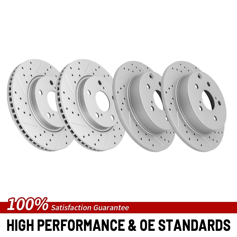 Front Rear Drilled Brake Rotors For 2006 2007 2008-2018 Toyota Rav4 Lexus HS250H