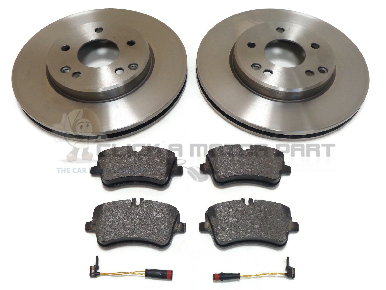 MERCEDES C180 C200 C220 01-07 FRONT 2 BRAKE DISCS AND PADS & 2 WEAR SENSORS