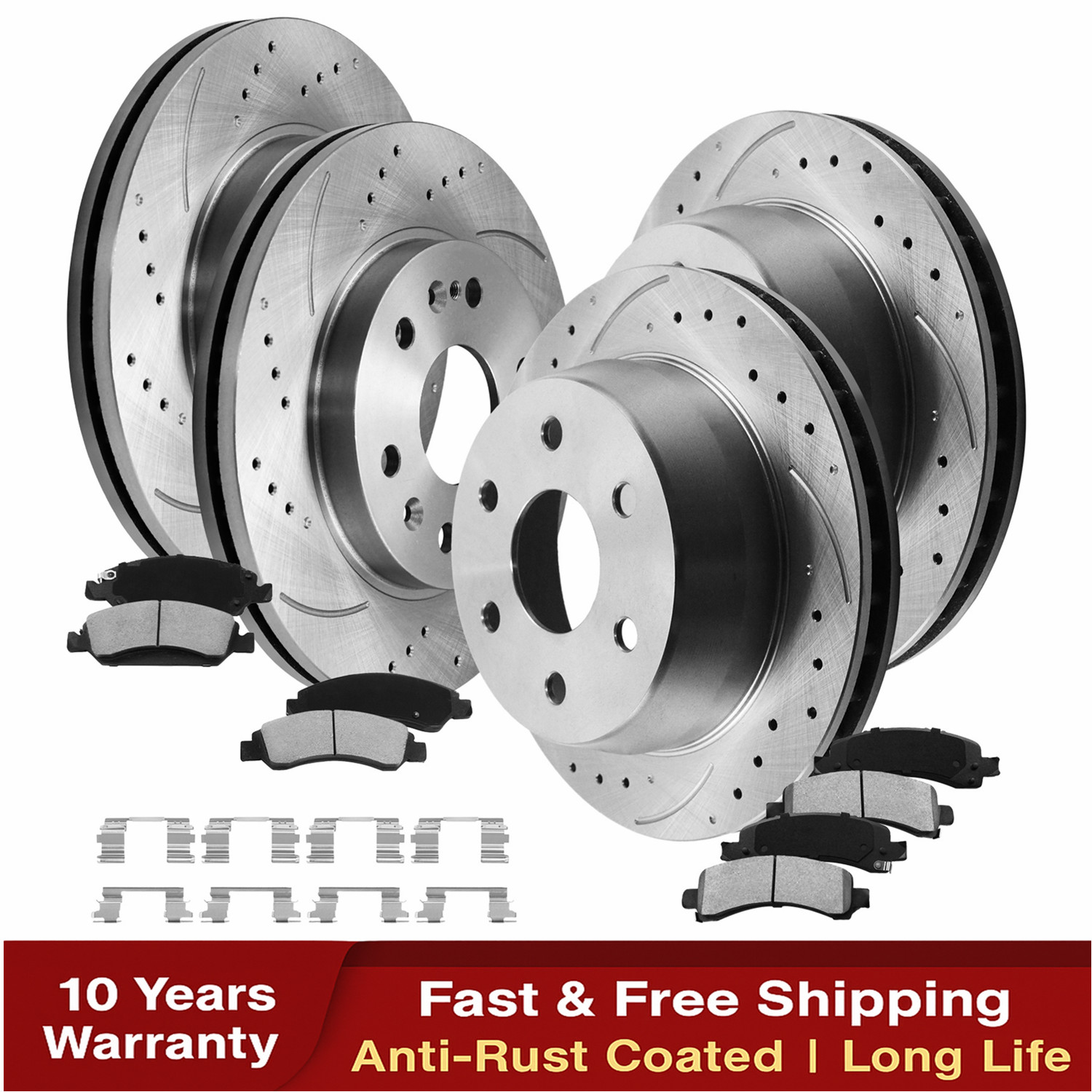 For 2009 – 2014 Chevy GMC Express Savana 1500 Front Rear Disc Rotors Brake Pads