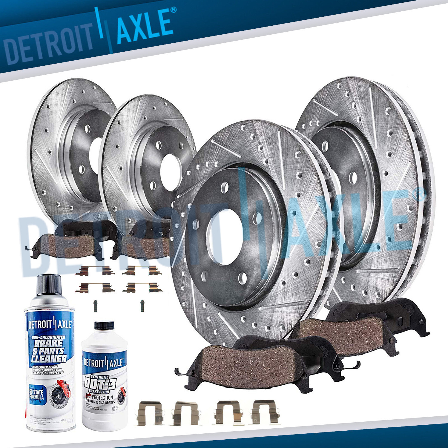 For 1997-1999 Subaru Legacy 2 PISTON Front Rear DRILLED Brake Rotor Ceramic Pads