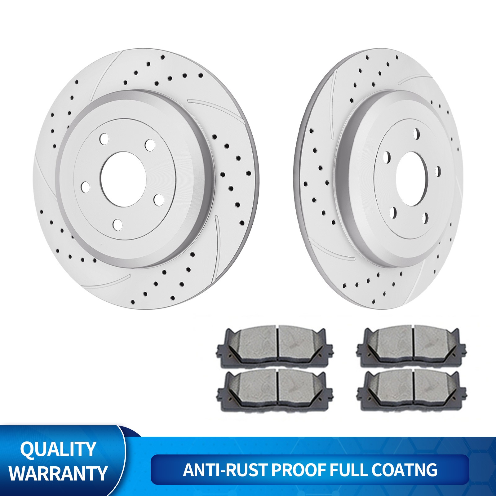 13.00″ Rear Drilled Disc Rotor Brake Pad Kits Fit Ford Taurus Explorer Flex MKT