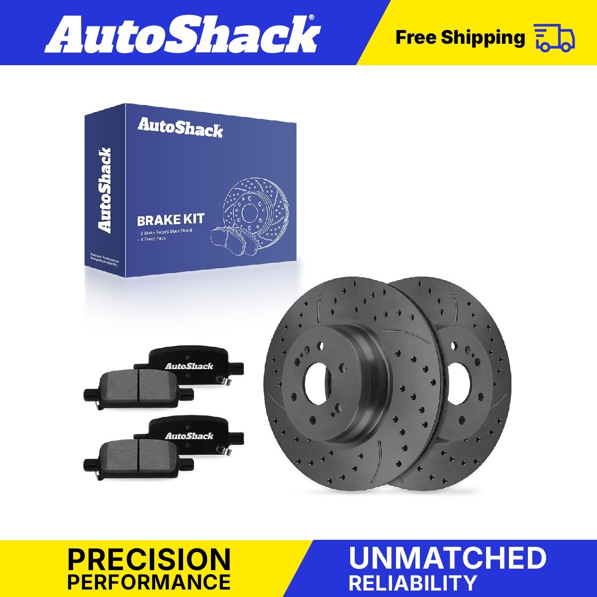 Rear Drilled Slotted Brake Rotors Pads for Chevy, Silverado 1500 2019-2025