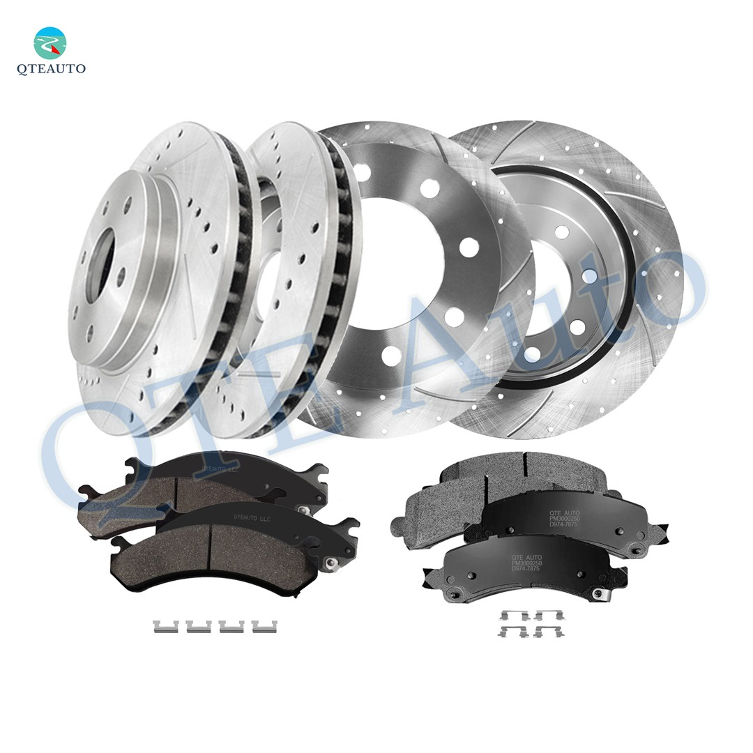 12P F 331mm-R 330mm Drilled Brake Rotors-Brake Pad For 2006-2008 GMC Savana 2500