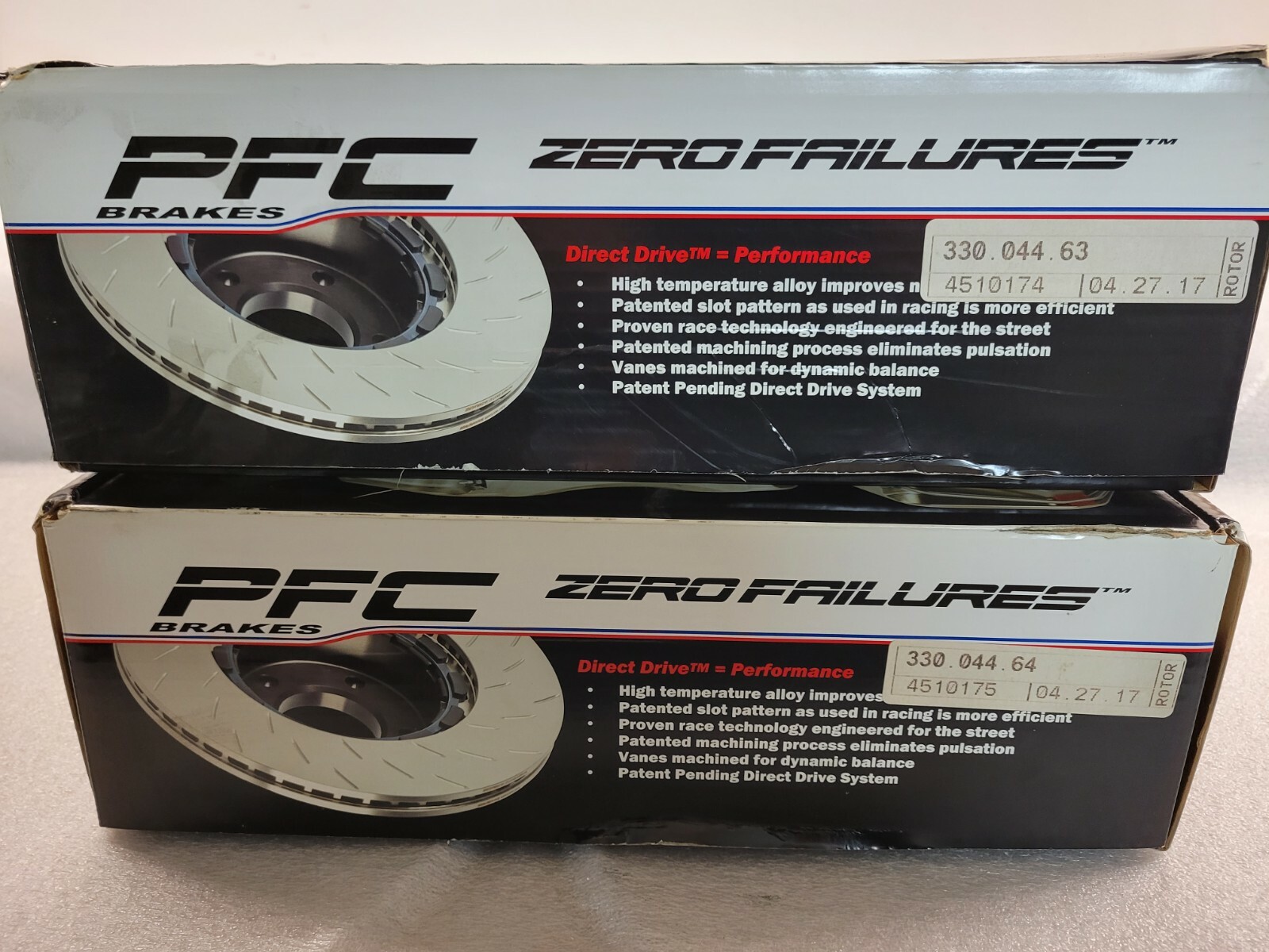 Brand New LEFT & RIGHT REAR PFC V3 Brake Rotors 330.044.63 330.044.64 NOS