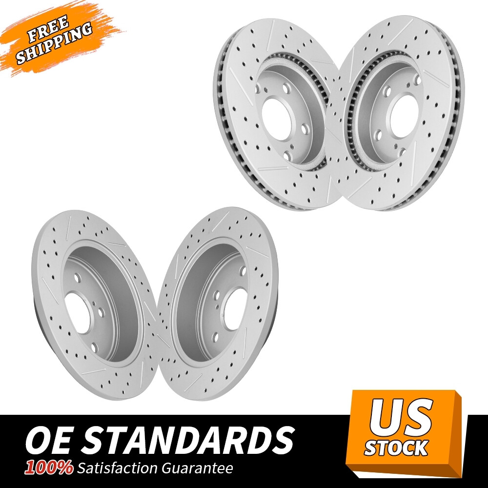 Front Rear Drilled Brake Rotors for 06 -18 Toyota RAV4 2010 – 2012 Lexus HS250h
