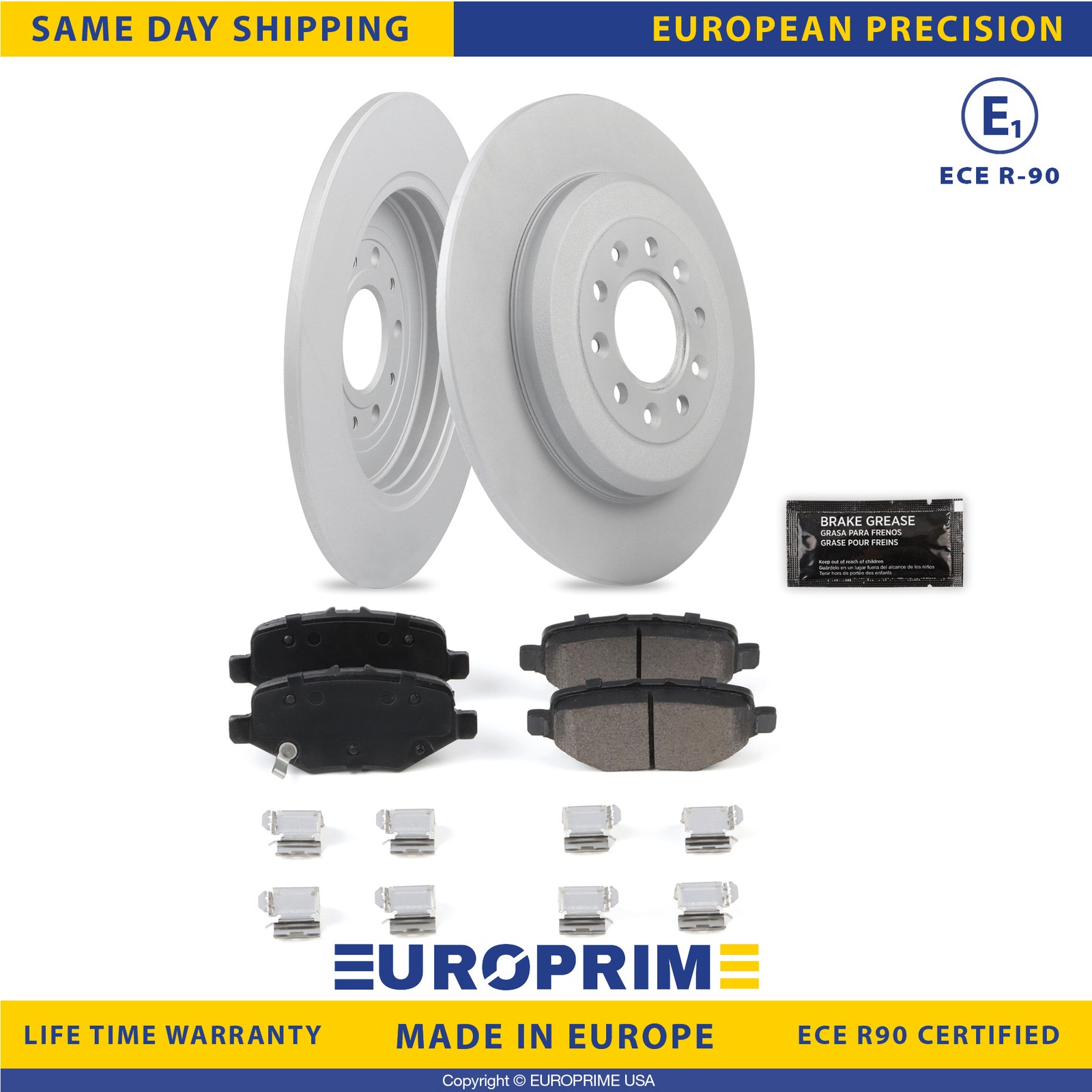 Rear Brake Disc Rotor & Pad w/Hardware Kit for 13-19 Ford Explorer Lincoln MKT