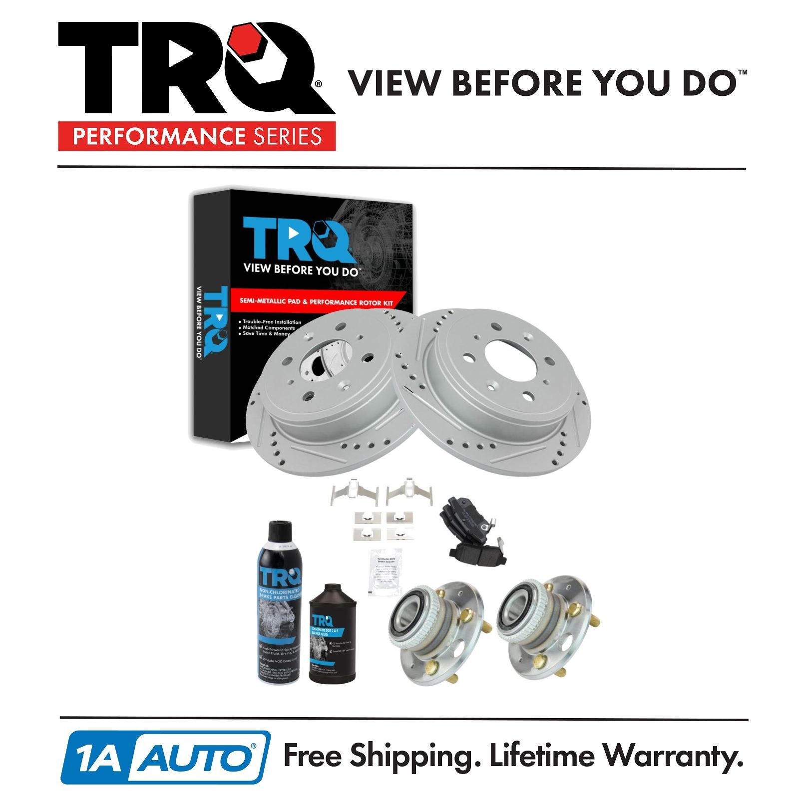 TRQ Performance Rear Brake Pad & Rotor Kit Fits 1990-2001 Acura 1992-2000 Honda