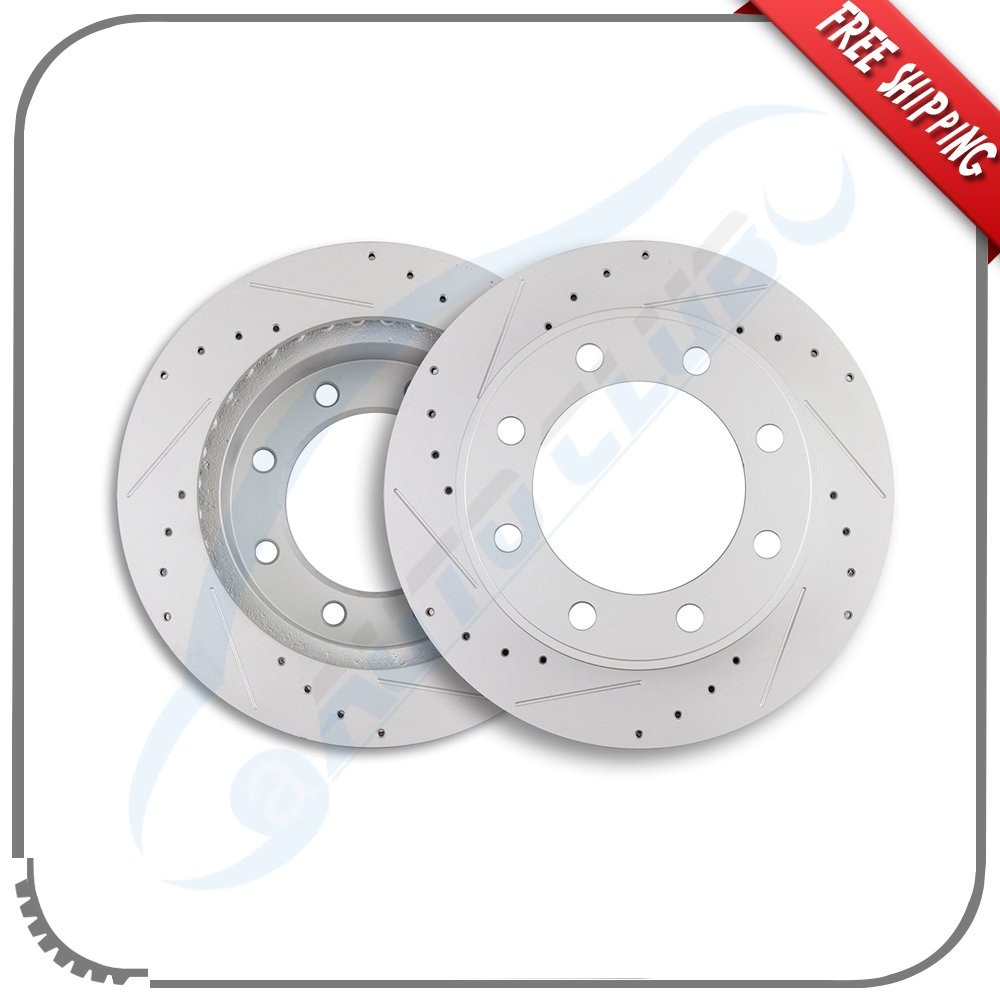 38mm Front Drilled & Slotted Brake Rotors For 1999-2004 Ford F-250 Super Duty