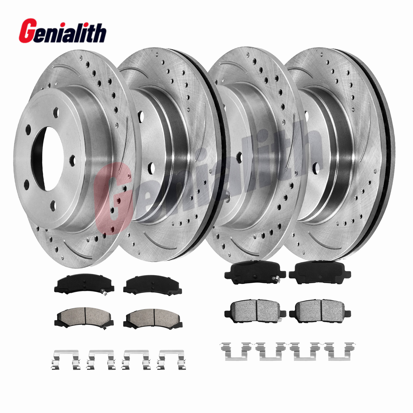 For Chevrolet Impala Limited 2014 – 2016 Front Rear Drilled Rotors + Brake Pads