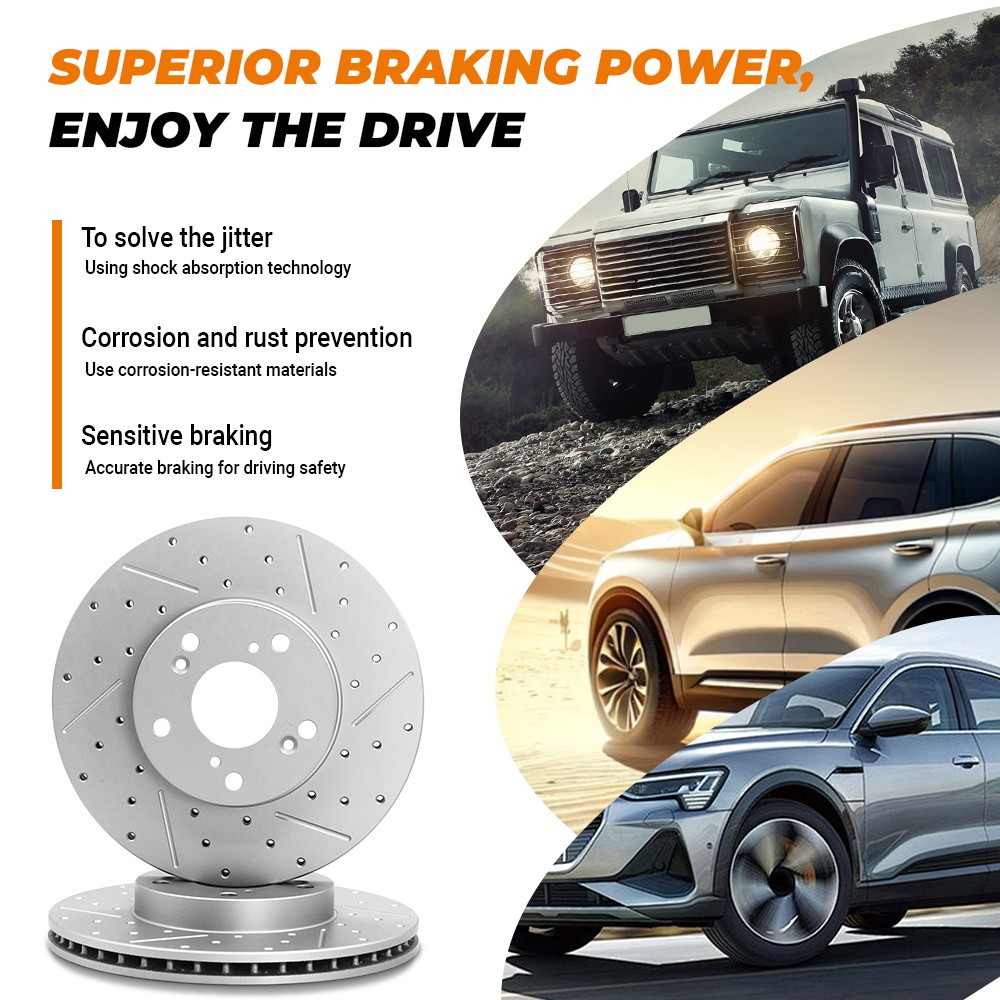 1 Pair 264mm Rear Drilled Disc Brake Rotors for 2013 – 2016 Dodge Dart