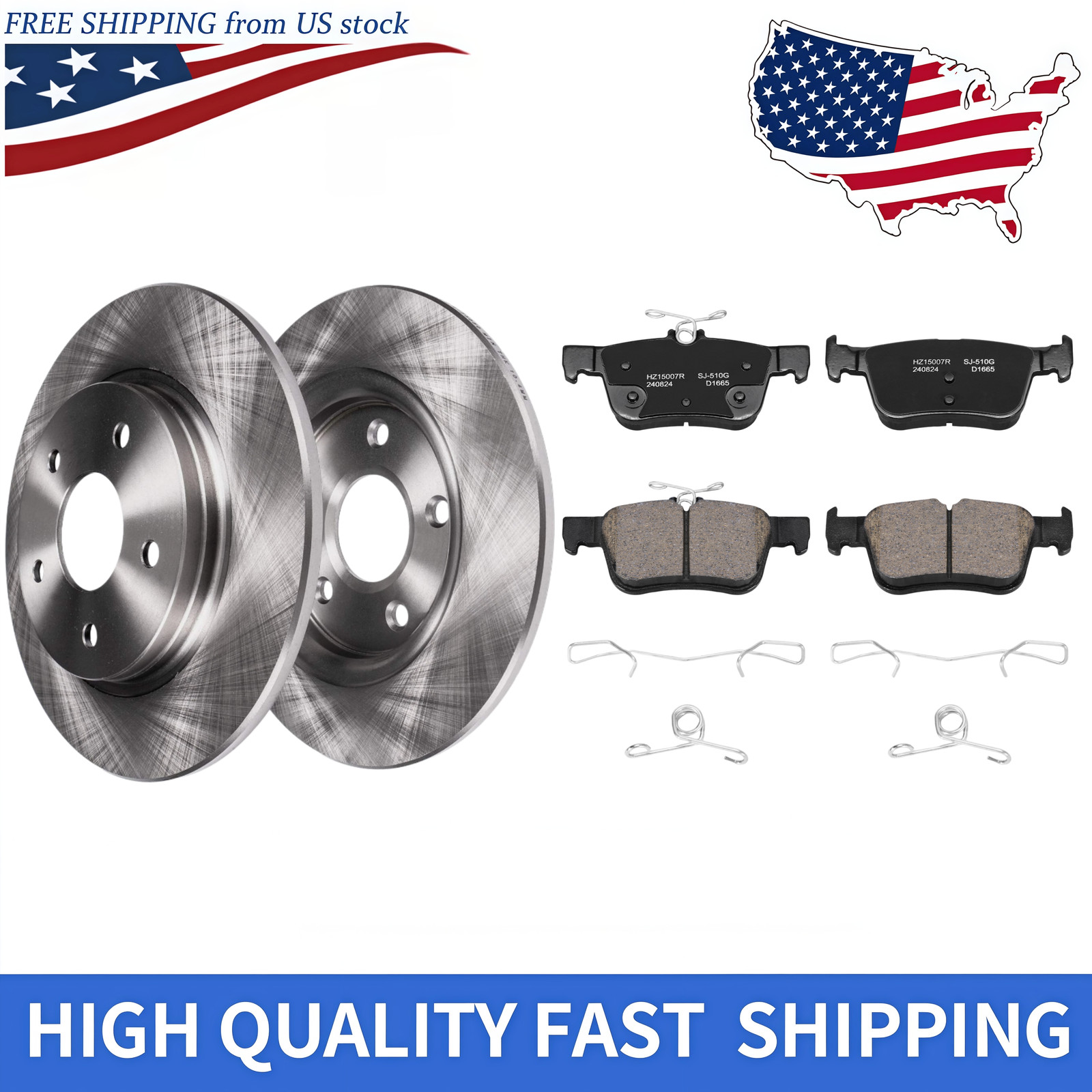 11.89 INCH REAR DISC ROTORS BRAKE PADS KIT FOR FORD FUSION LINCOLN MKZ 2013-2016