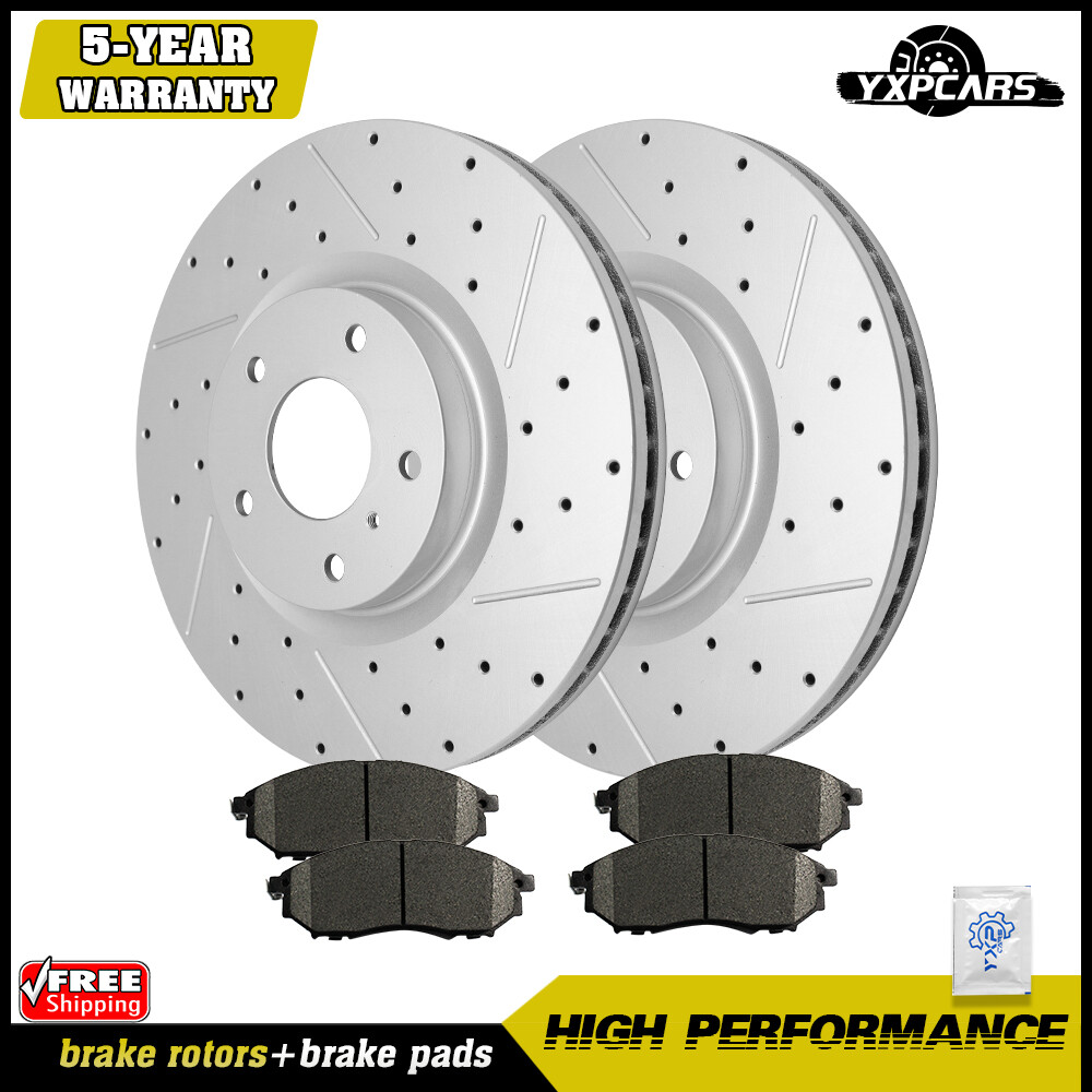 Front Drilled Brake Rotors+Brake Pads For Nissan 350Z 370Z Infiniti G35 G37
