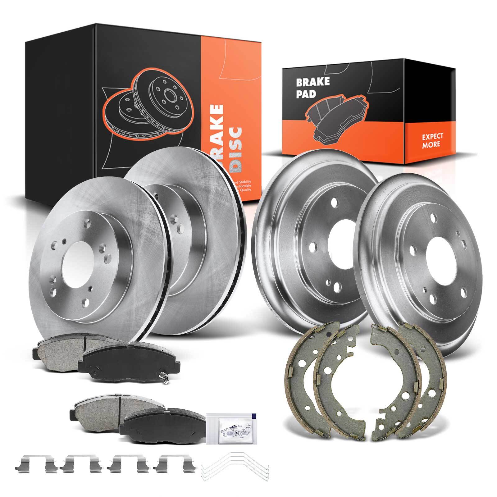 Front Disc Brake Rotors Brake Pads & Rear Brake Drums and Shoes for Honda Civic