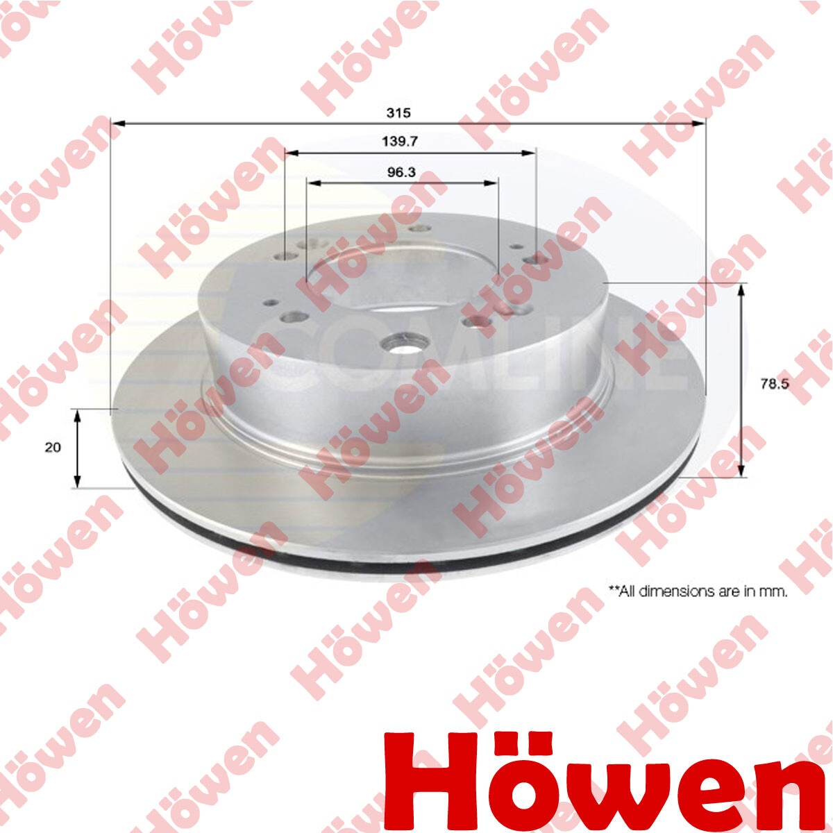 Fits Kia Sorento 2006-2009 2.4 2.5 CRDi 3.3 3.5 Brake Disc Rear Howen #1