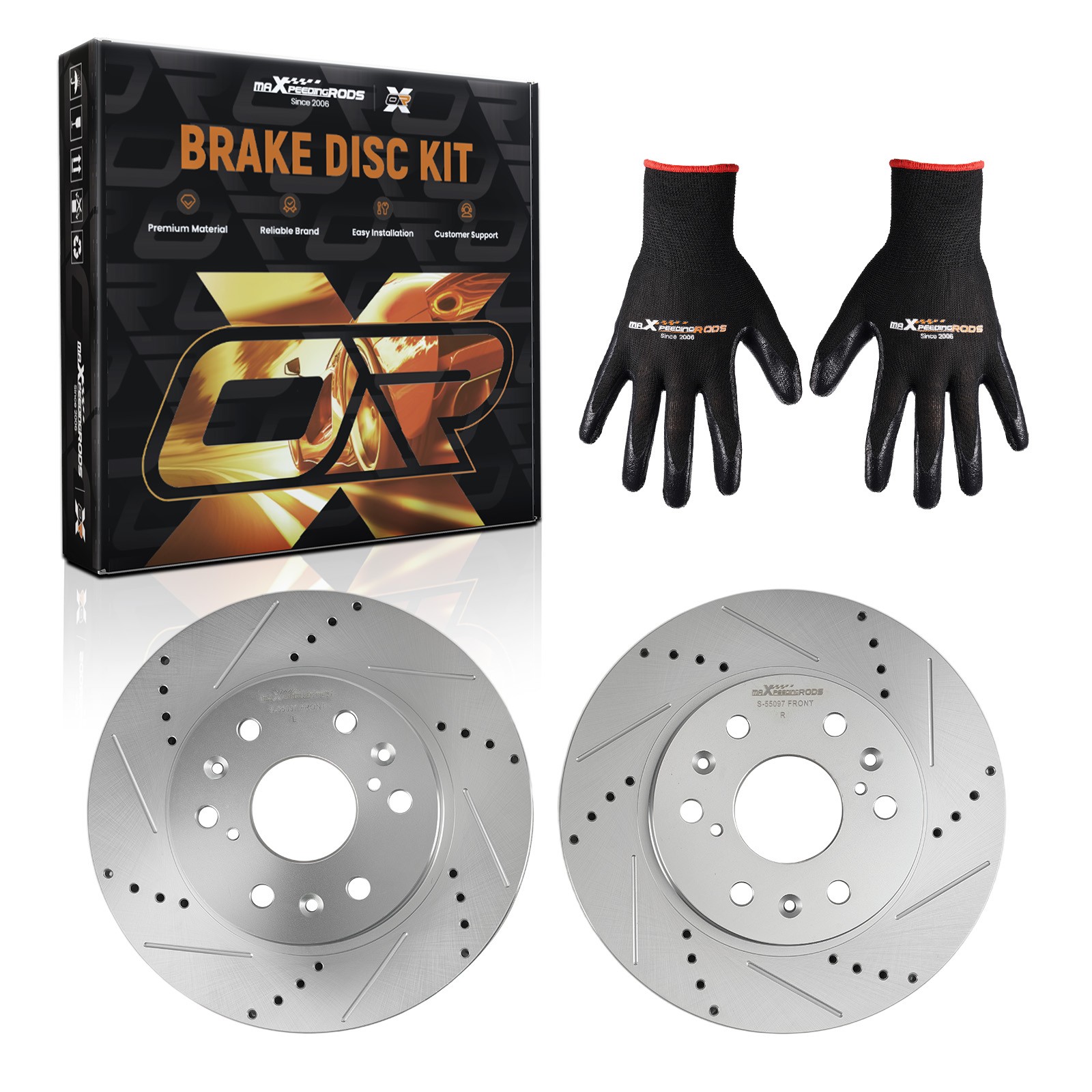 Front Drilled & Slotted Brake Rotor Set for Chevrolet Avalanche 2007-13 S-55097