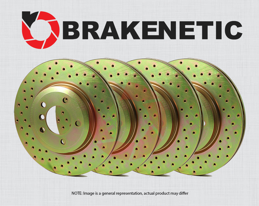 FRONT+REAR BRAKENETIC Sport Cross Drilled Brake Rotors 336mm BSR78421
