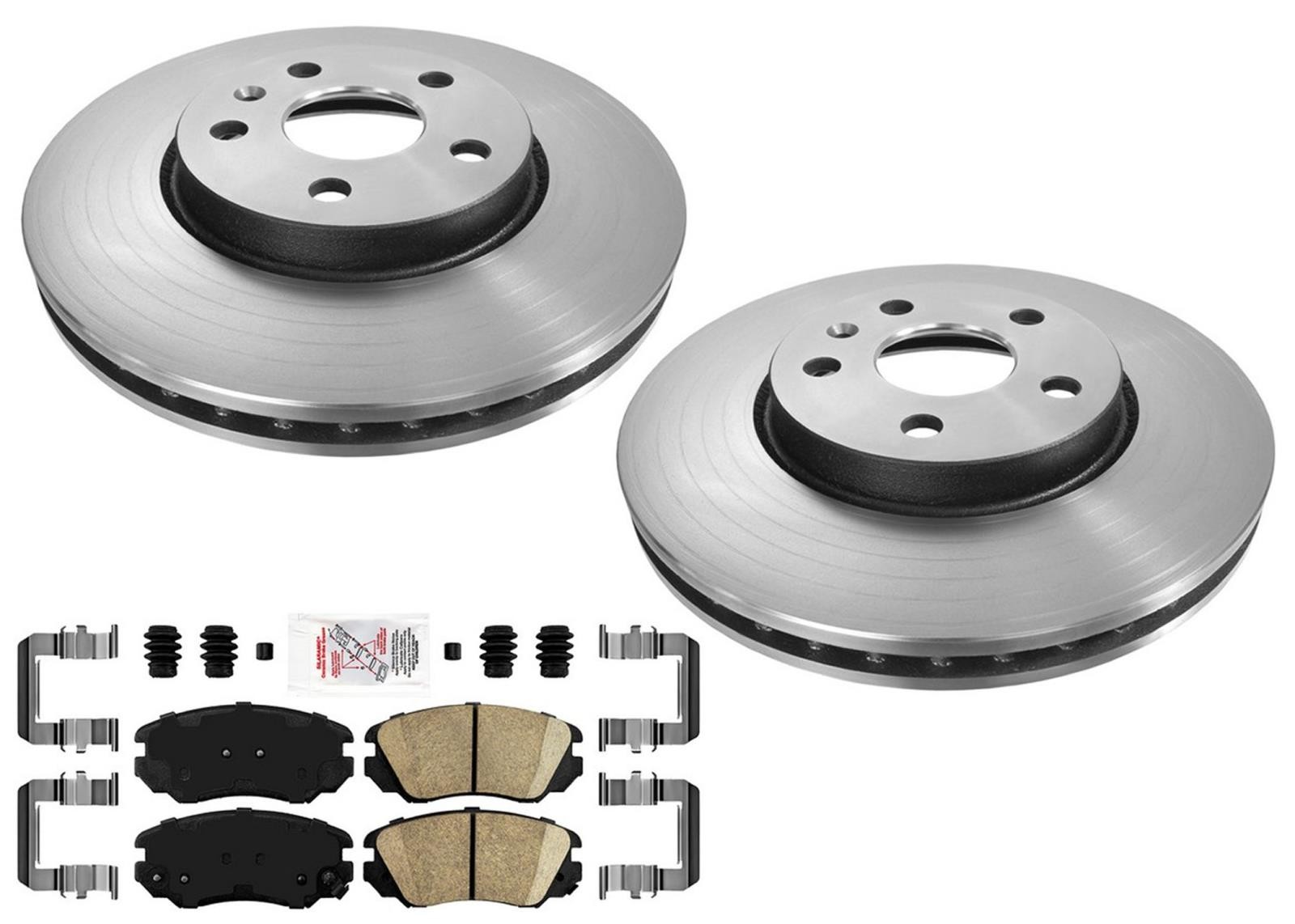 321MM Front Rotors with AME Ceramic Brake Pads Fits Chevrolet Malibu 13-16