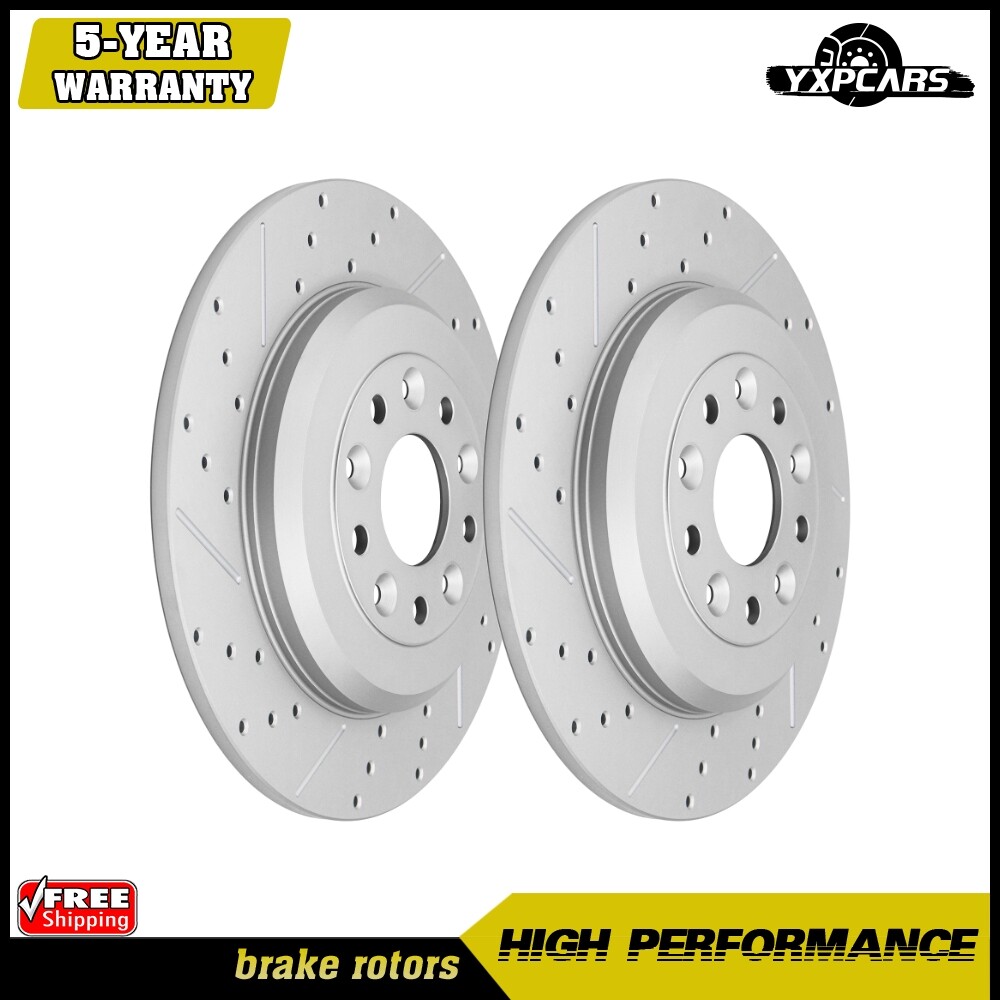 Rear Disc Brake Drilled Slotted Rotors For 2011 2012 2013 2014 Ford Edge MKX
