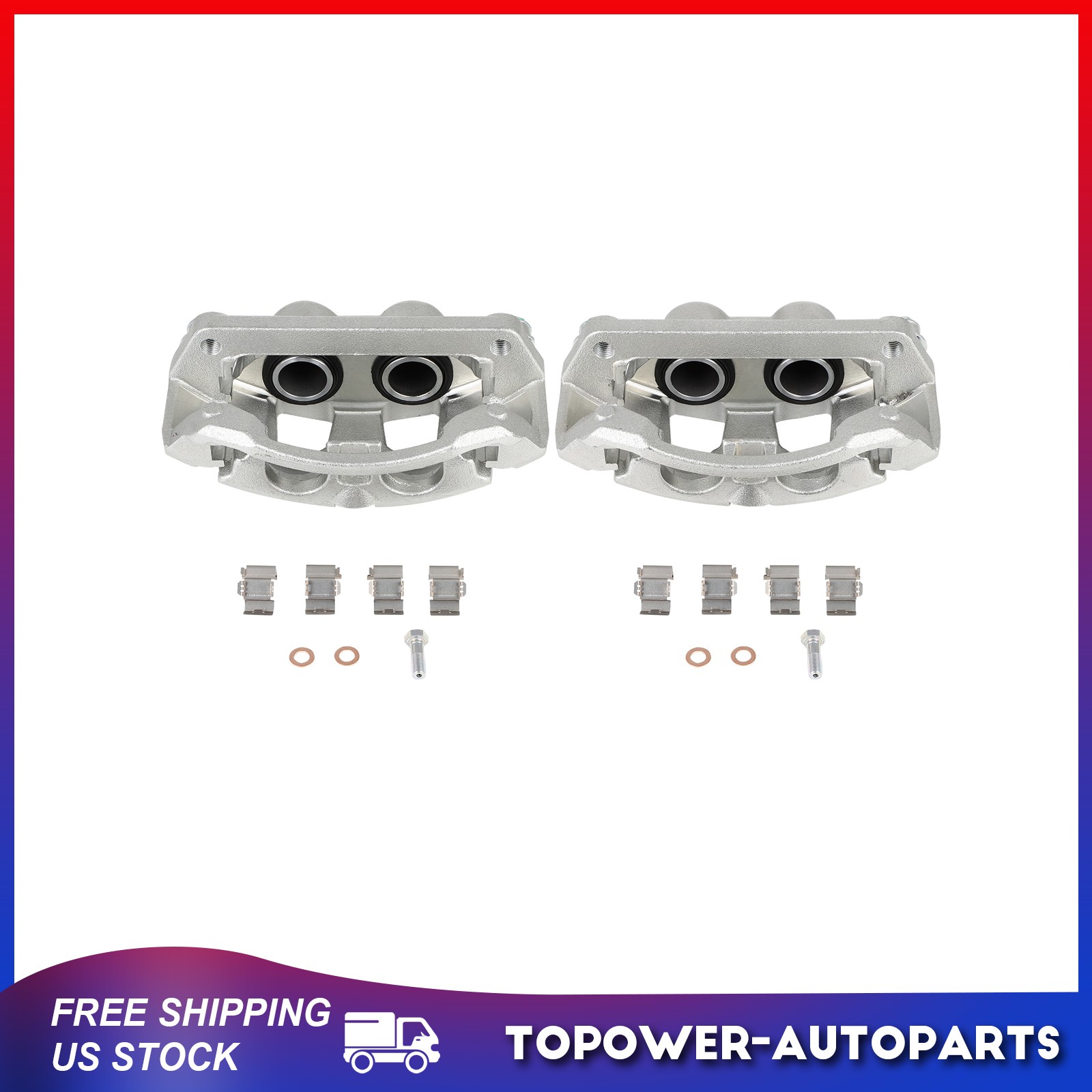 Rear L & R 2Pcs Brake Calipers For 2013-19 Ford F-250 Super Duty w/Bracket