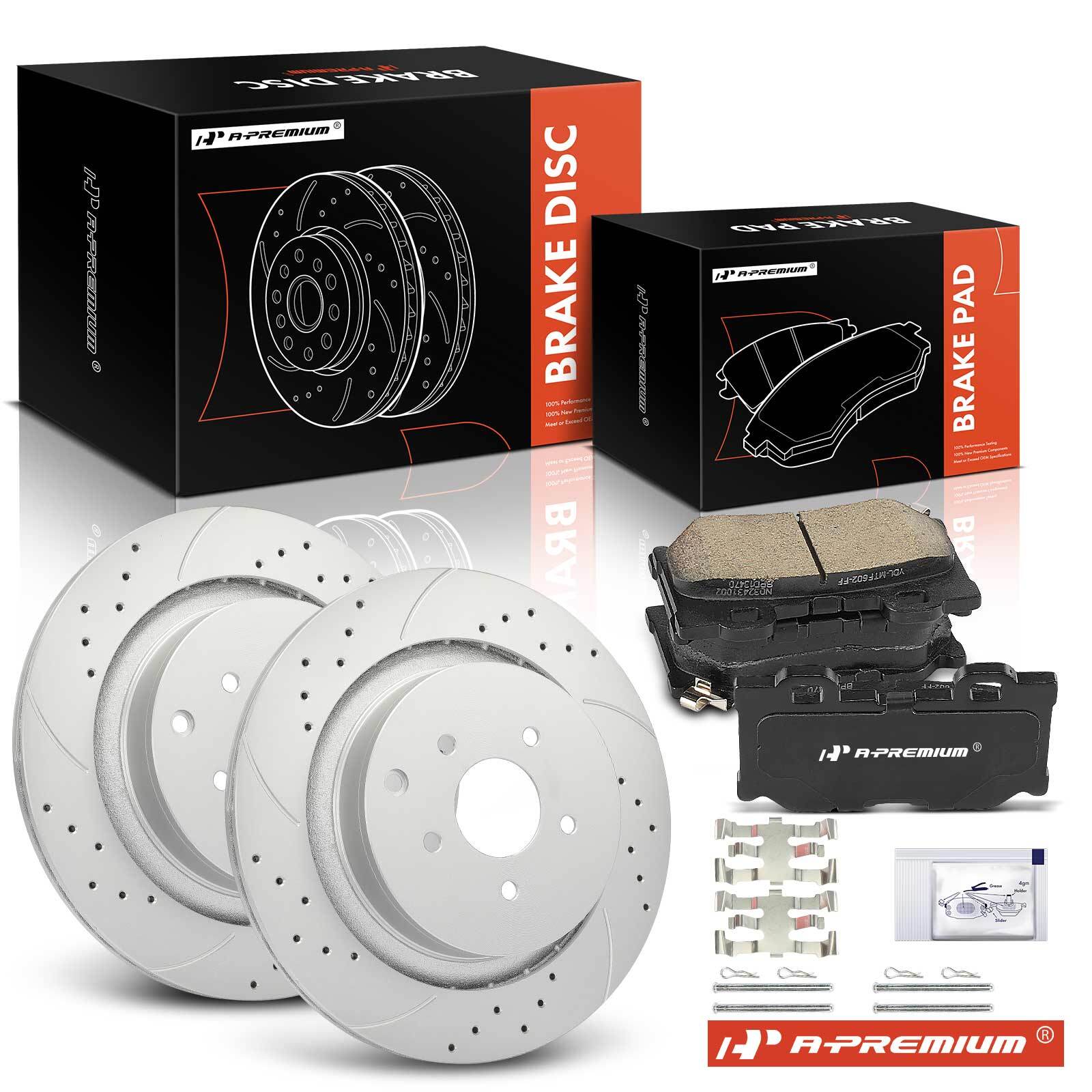 Drilled Brake Rotor & Ceramic Brake Pad Rear for INFINITI Q70 2014-2019 Q60 FX50