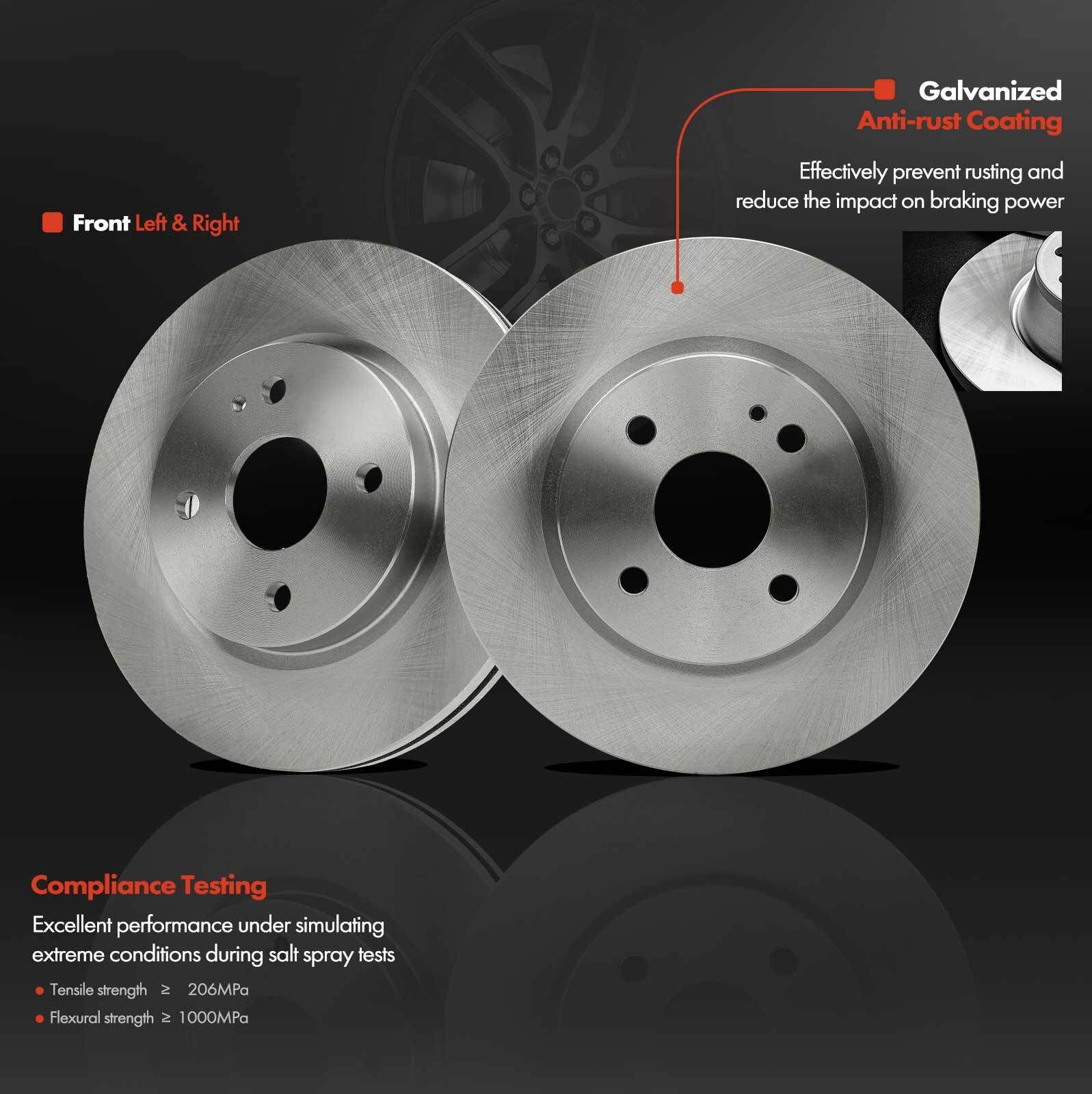 2pcs Front Left & Right Disc Brake Rotors for Mazda 2 2011-2014 L4 1.5L 258 mm