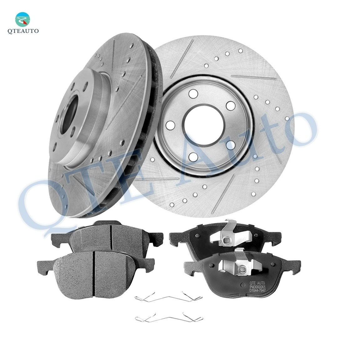 6 Front 278mm Drilled Brake Rotors-D1230 7947 Brake Pad For 2012-2018 Ford Focus