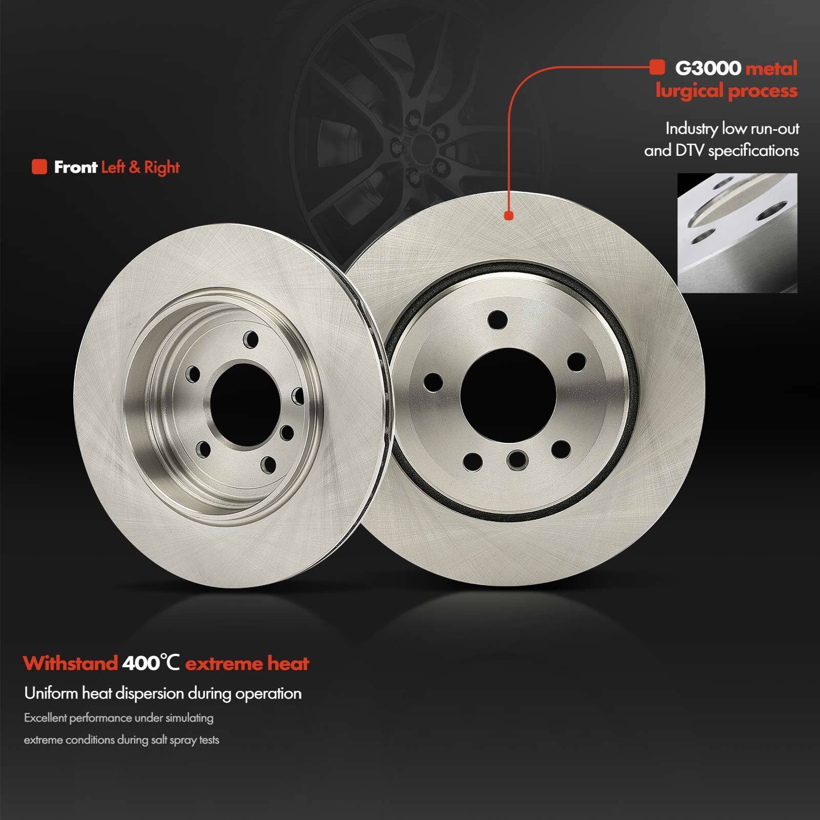 2x Disc Brake Rotors for BMW E46 330i 330xi 2001-2005 330Ci 2001-2006 Rear Side
