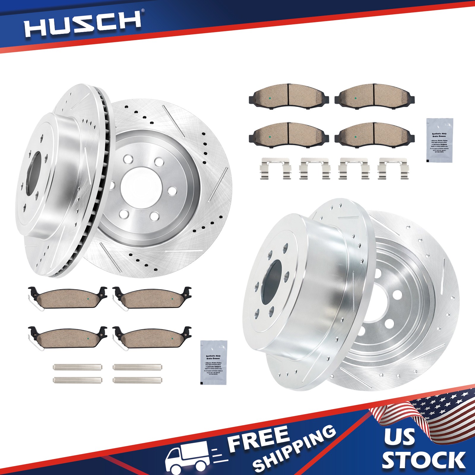 Front & Rear Brake Rotors + Ceramic Brake Pads For 2003 2004 Dodge Dakota