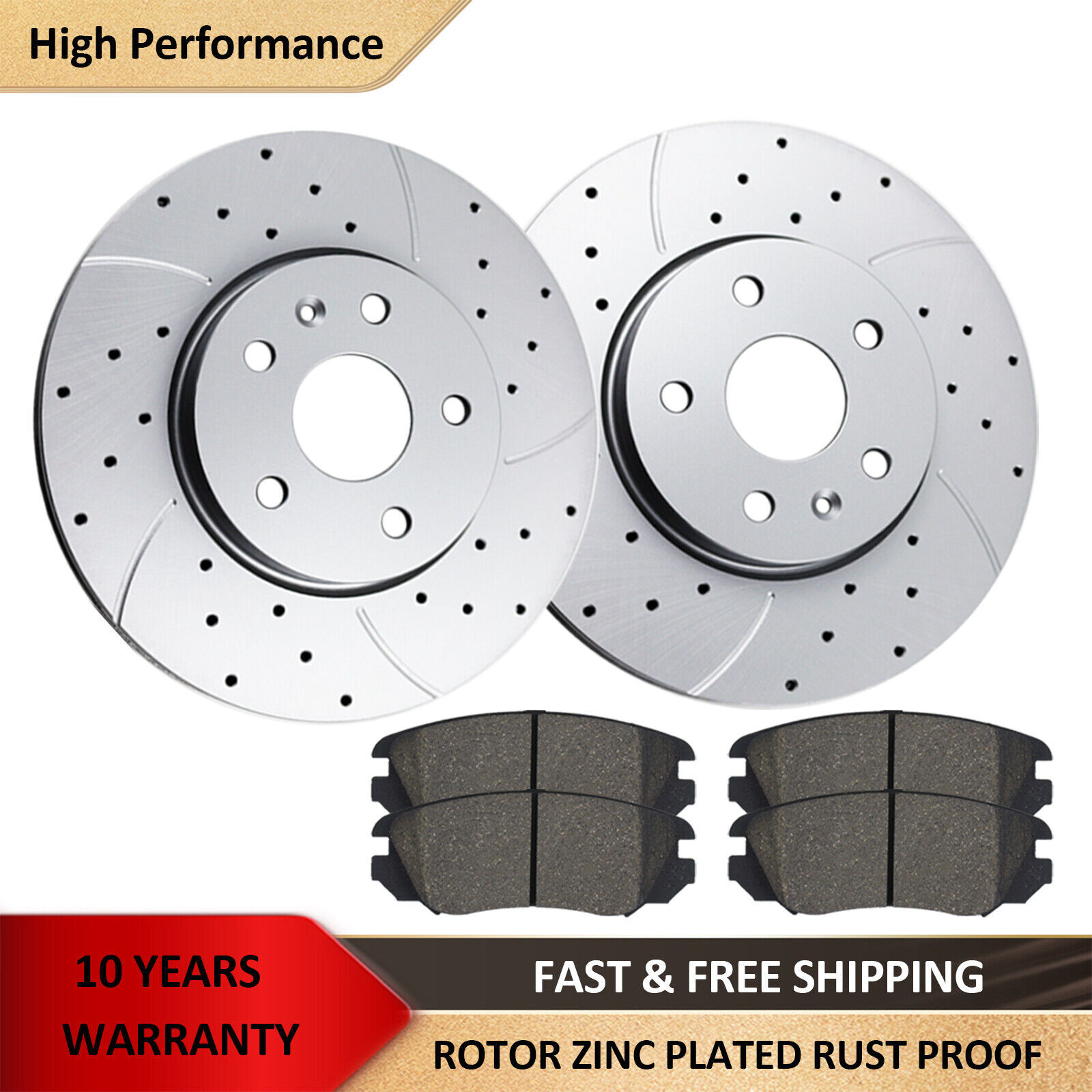 321mm Front Rotors and Brake Pads Fit Chevy Equinox GMC Terrain Malibu LaCrosse