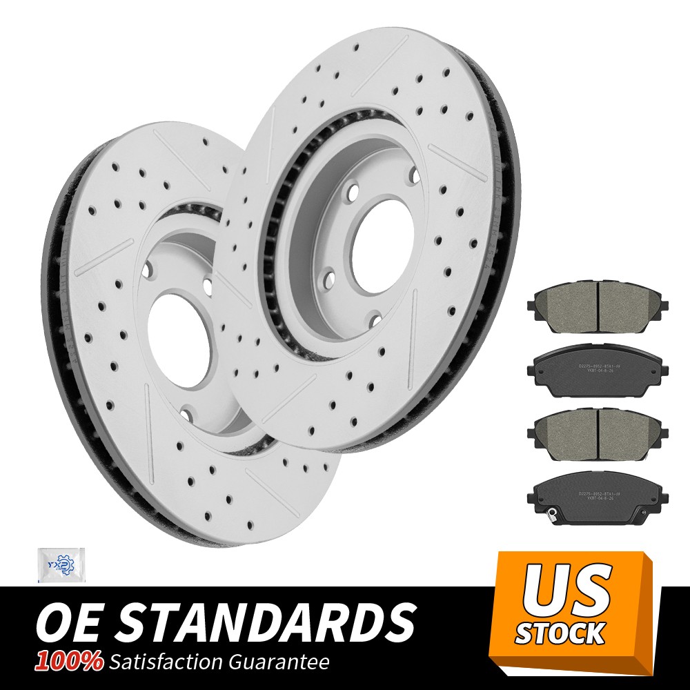 295mm Front Drilled Rotors Ceramic Brake Pads for 2020 – 2023 Mazda CX-30
