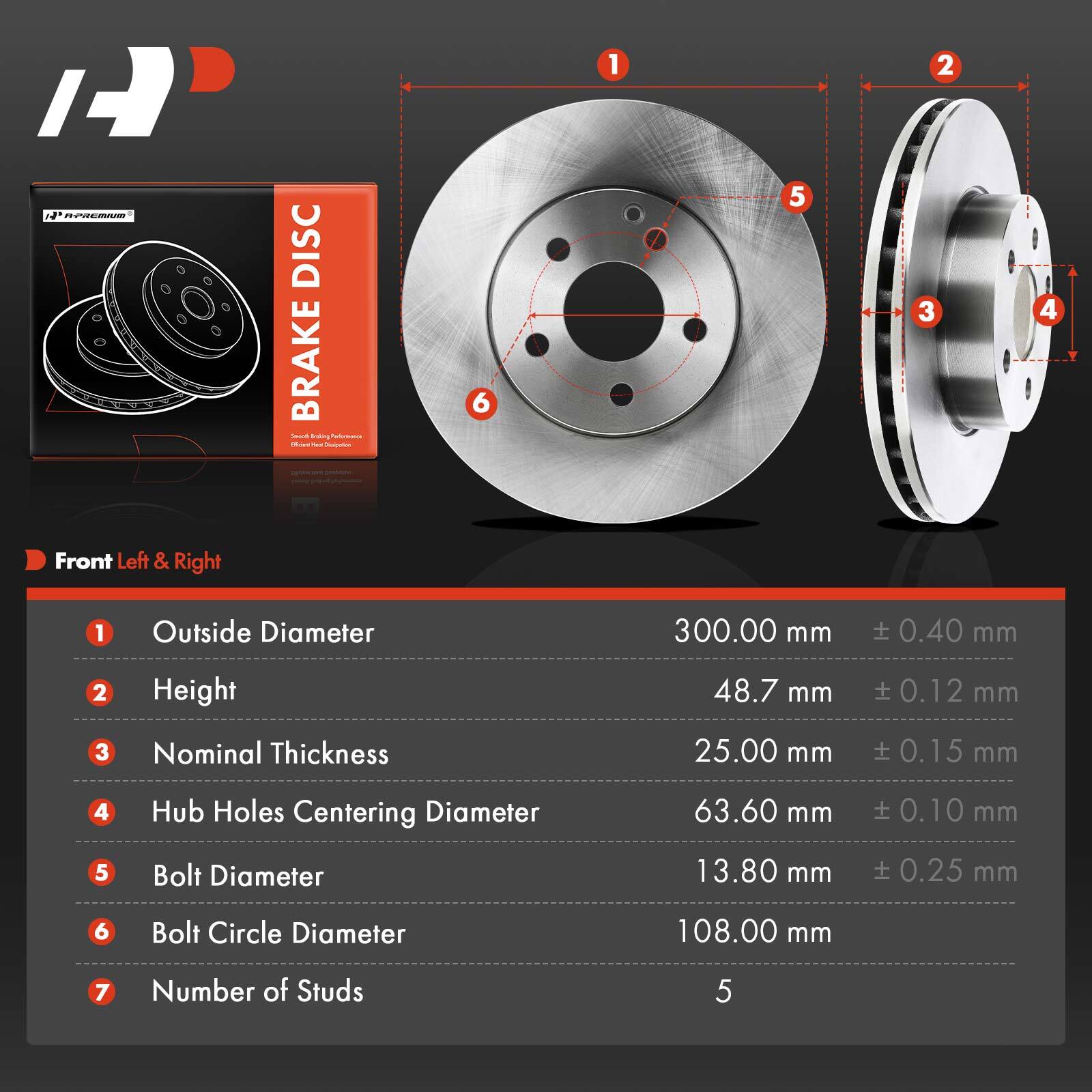 A-Premium Front Side Disc Brake Rotor for Mercedes-Benz C230 C250 C300 SLK250
