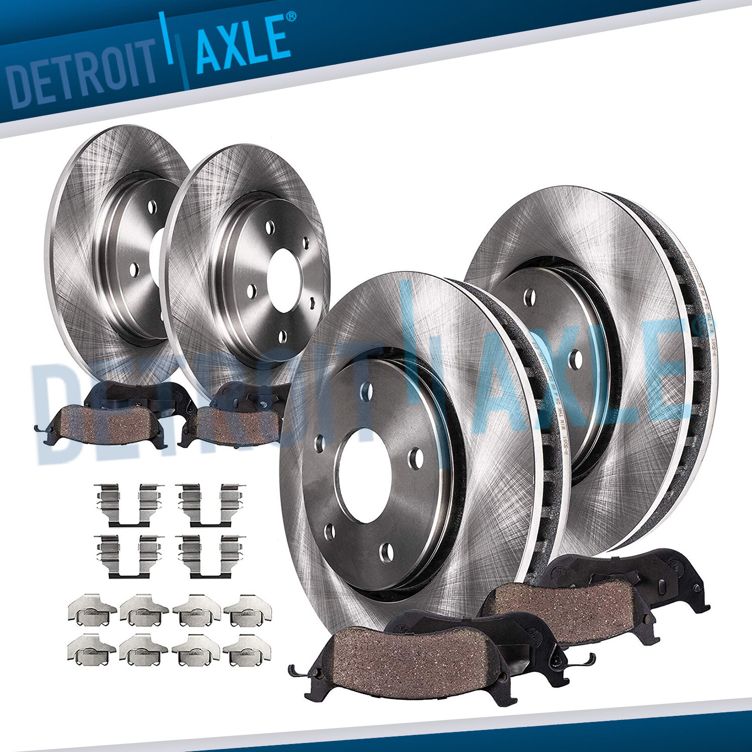 Front & Rear Disc Rotors Ceramic Brake Pads Kit for Chevrolet Malibu Pontiac G6