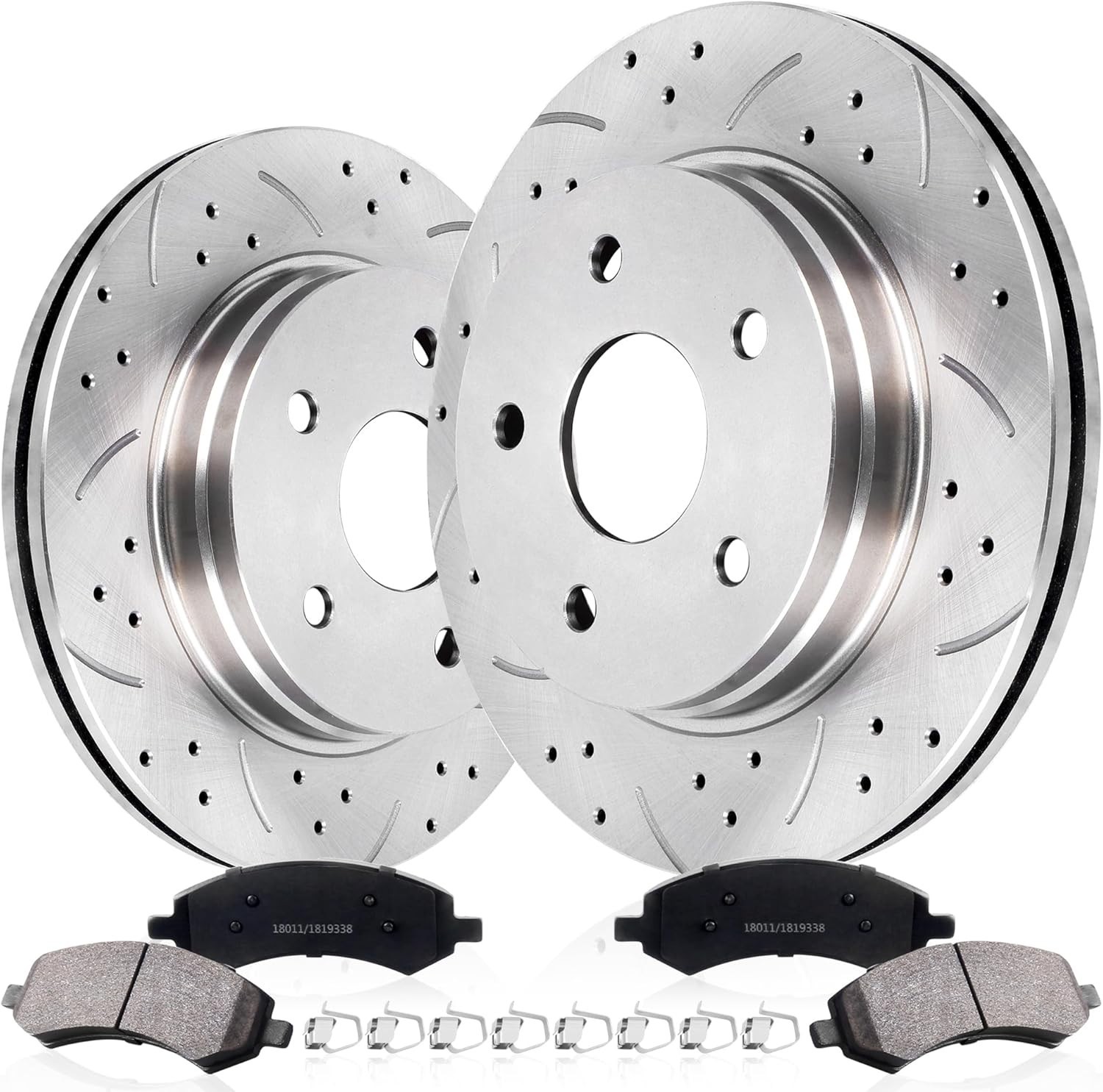 Front Drilled and Slotted Rotors Brake Pads for Dodge Ram 1500
