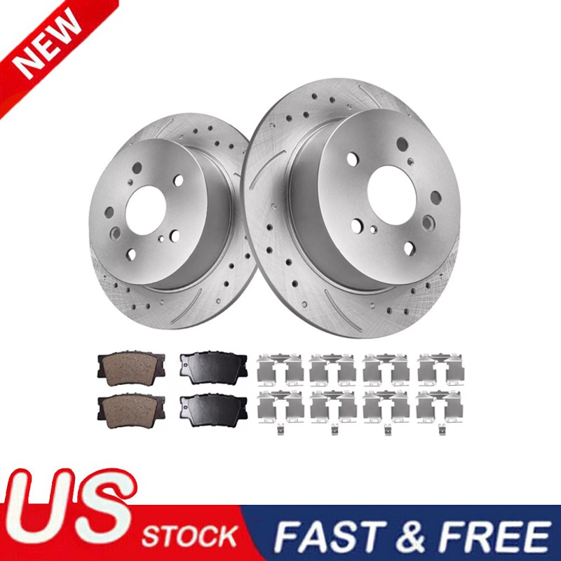 REAR Drilled Rotors + Brake Pads Kit for 2007 – 2011 Toyota Camry 2.4L 2.5L 3.5L