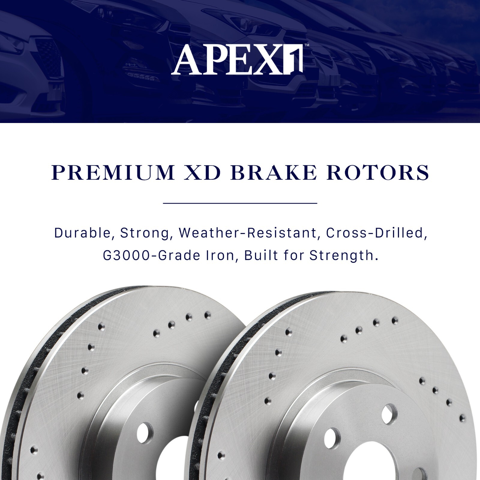 Rear Drilled Brake Rotors + Pads for 2017-2021 Chrysler Pacifica Voyager