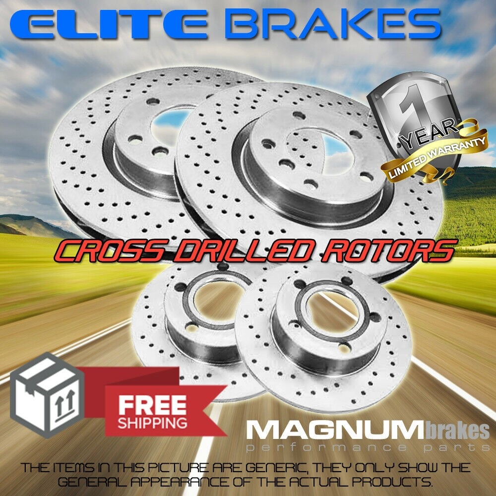 Front + Rear Cross Drilled Rotors for 2001-2006 BMW M3 E46