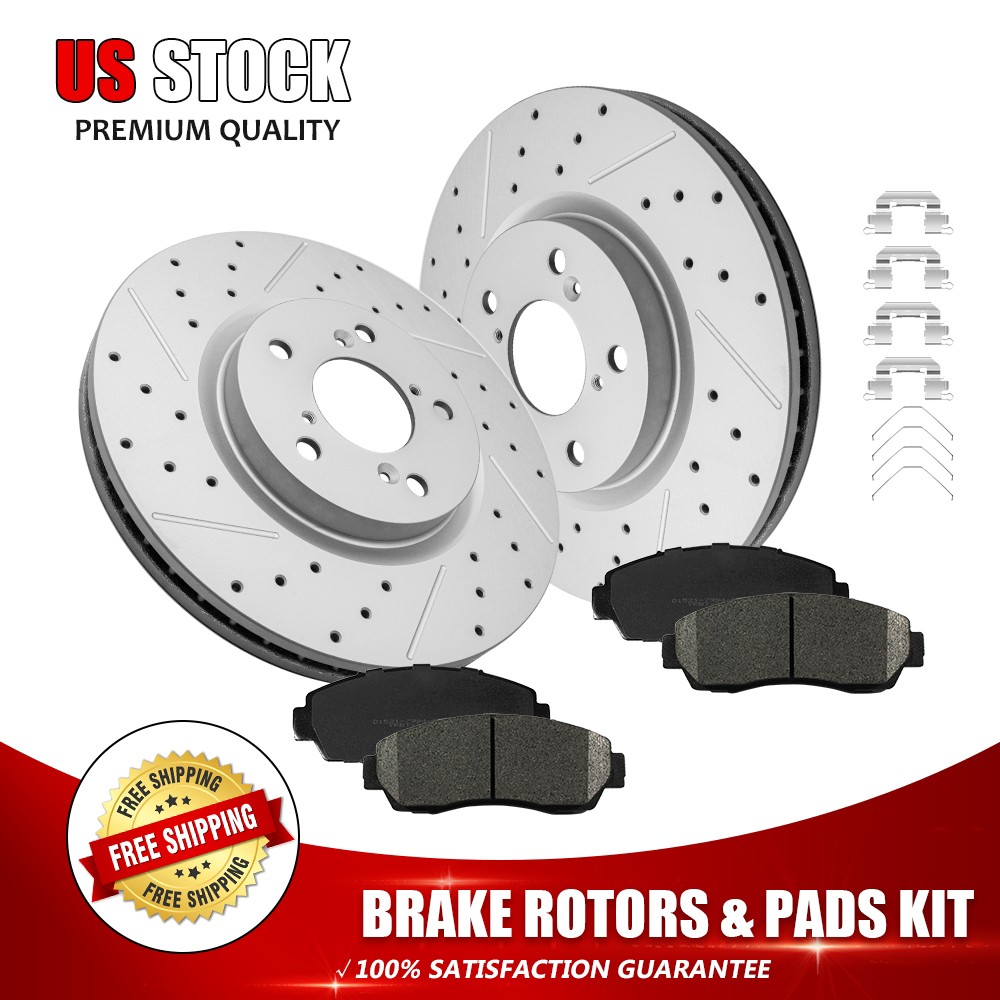 320mm Front Drilled Brake Rotor Ceramic Pad For 2011 2012 2013-14 Honda Odyssey