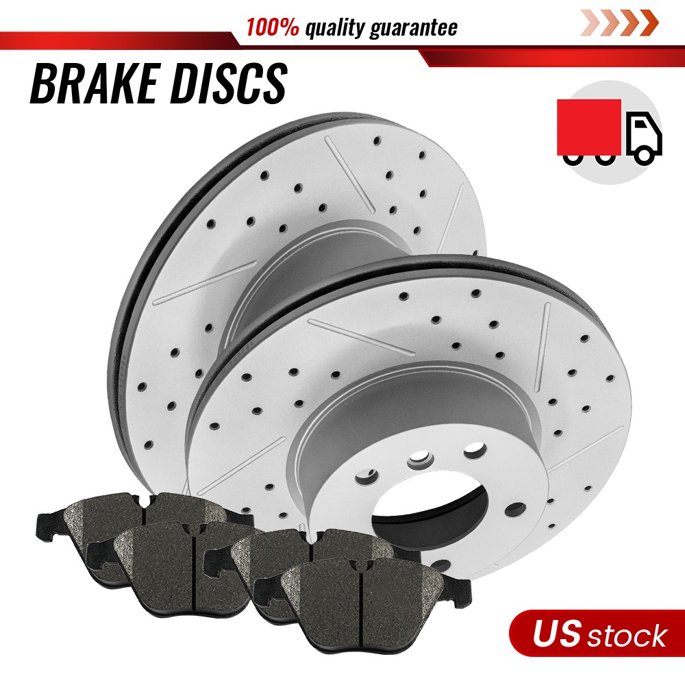 [Front] Drilled Disc Brake Rotor And Ceramic Pads For BMW 328i xDrive X1 328xi