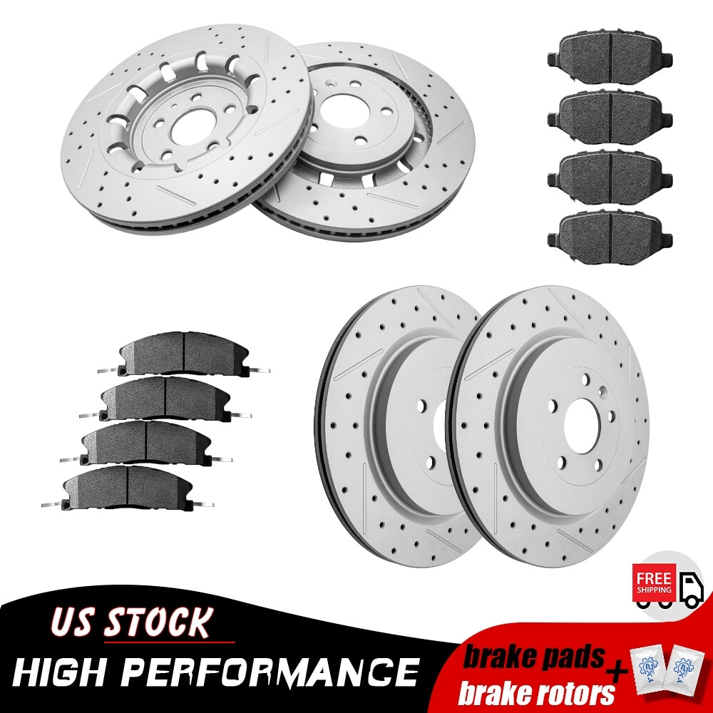 Front Rear Brake Rotors+Ceramic Pads for Ford Explorer Flex w/ Heavy Duty Brakes
