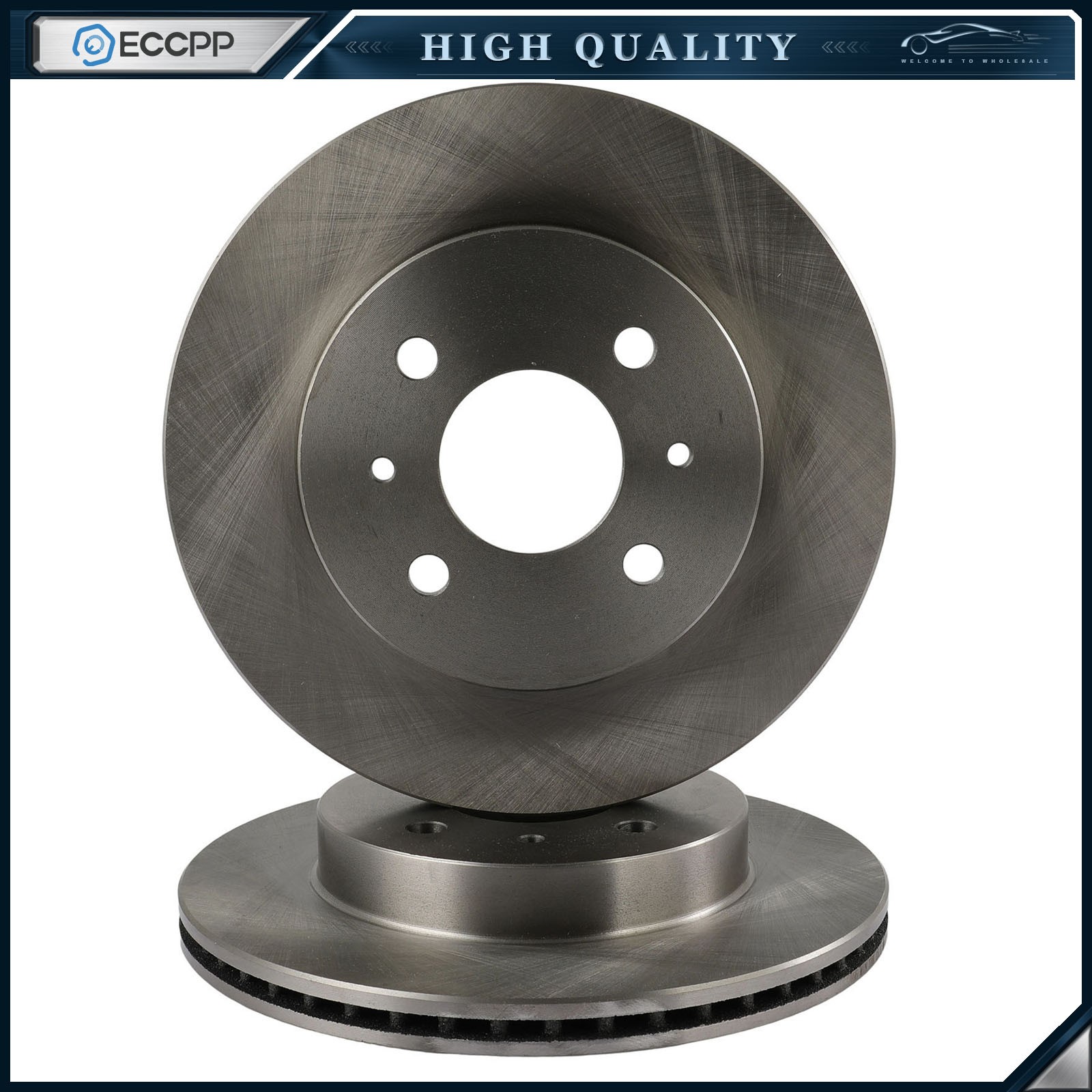 2 Front 250 mm Brake Rotors Solid Vented Fits 1993 – 2002 Saturn SW SC SL