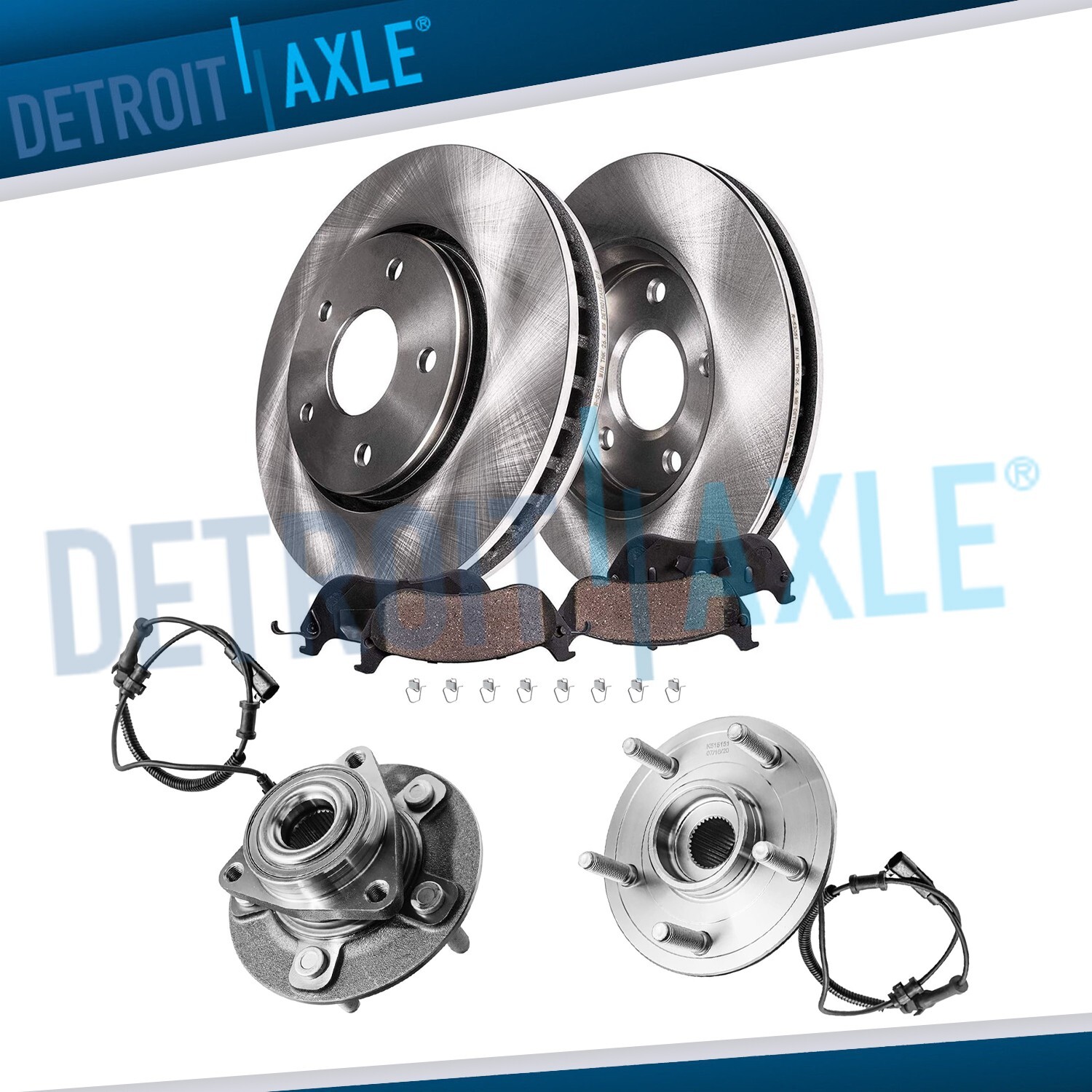 Front Disc Brake Rotors Pads Wheel Bearing Hubs Kit for 2012-2018 Ram 1500 5 LUG