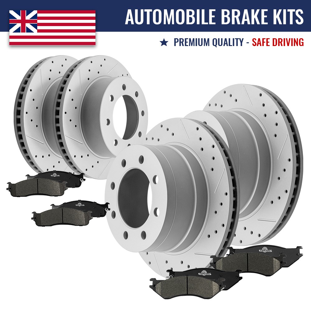 Front Rear Disc Brake Rotors Ceramic Brake Pads Kit for Dodge Ram 2500 3500 1500