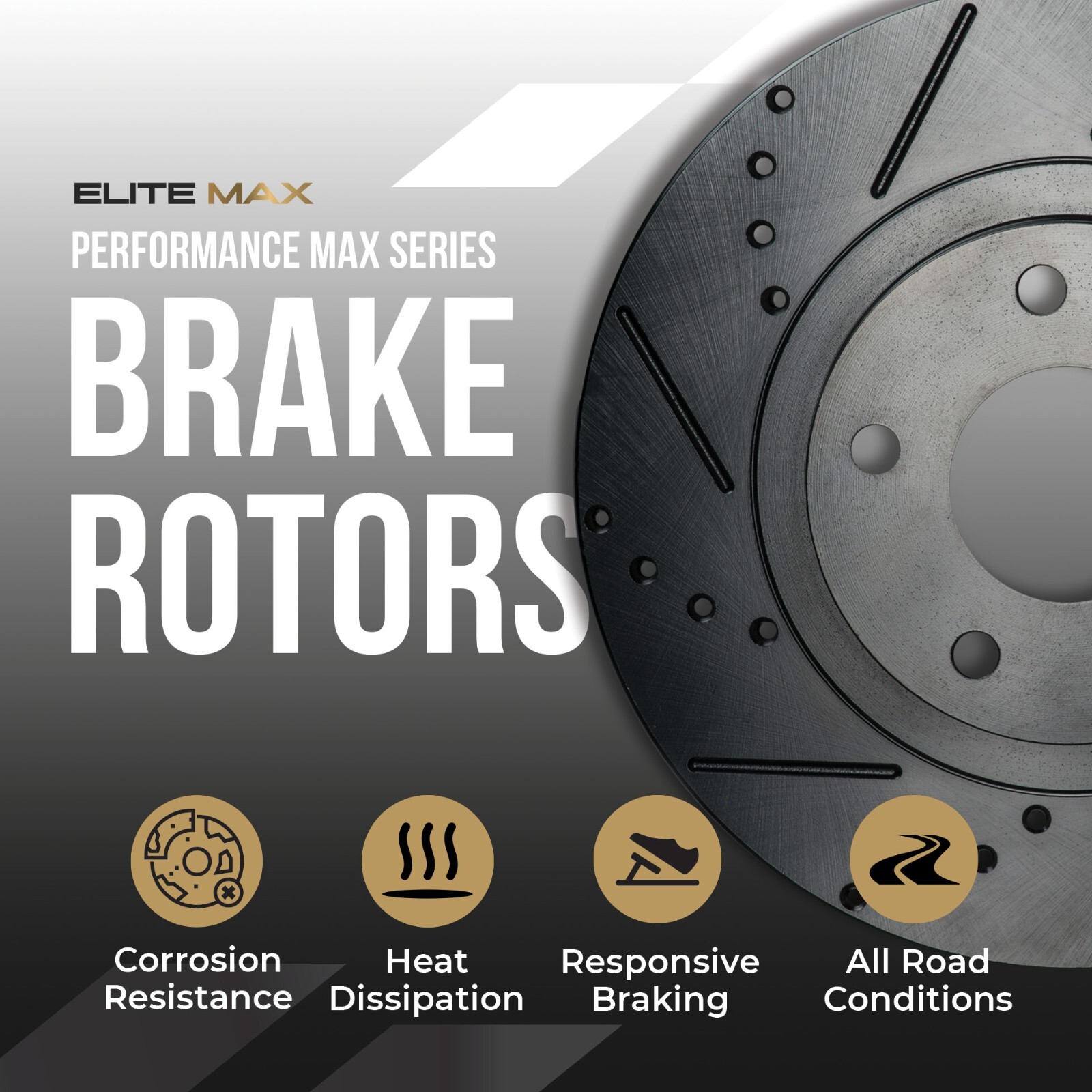 Max Brakes Elite XDS Cross-Drill & Slots F Rotors w/C’mc Brake Pads KT064281